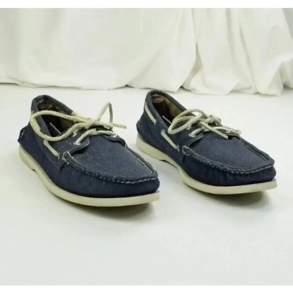 Sperry Top-Sider 11M Men's Blue Denim Sailboat & Embossed Heel Logo Boat Shoes - Picture 11 of 12